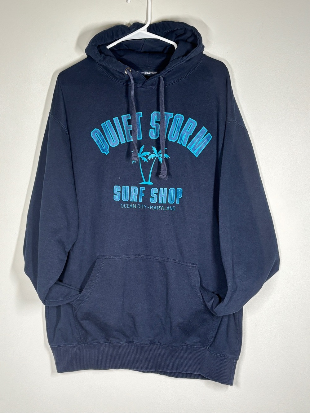 Quiet Storm Surf Shop Navy Pullover Hoodie - Men's Cozy Sweatshirt